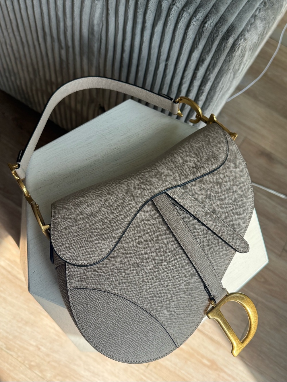 Dior Saddle Bag in Beige Calfskin Leather - Picture 8 of 14